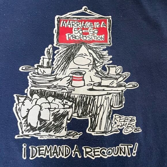 Vintage Reese James 1982 Cartoon Graphic Single Stitch Tshirt Unisex Marriage Hu - Picture 1 of 8